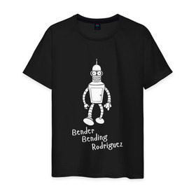 Мужская футболка хлопок с принтом Бендер Б. Родригез в Тюмени, 100% хлопок | прямой крой, круглый вырез горловины, длина до линии бедер, слегка спущенное плечо. | futurama | бендер | футурама