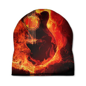 Шапка 3D с принтом Пылающая гитара в Тюмени, 100% полиэстер | универсальный размер, печать по всей поверхности изделия | 3d | гитара | металл | музыкальный инструмент | огонь | пламя | рок | стихия