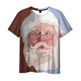 Мужская футболка 3D с принтом Санта Клаус в стиле WPAP в Тюмени, 100% полиэфир | прямой крой, круглый вырез горловины, длина до линии бедер | веселье | дед мороз | новый год | праздник | санта