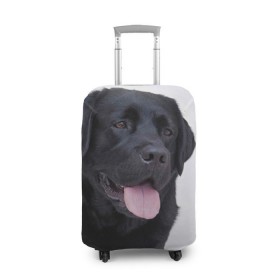 Чехол для чемодана 3D с принтом Черный лабрадор в Тюмени, 86% полиэфир, 14% спандекс | двустороннее нанесение принта, прорези для ручек и колес | большая | золотистый | лабрадор | лабрадоры | палевый | песик | ретривер | собака | собаки