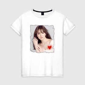 Женская футболка хлопок с принтом Song Hye-kyo в Тюмени, 100% хлопок | прямой крой, круглый вырез горловины, длина до линии бедер, слегка спущенное плечо | 