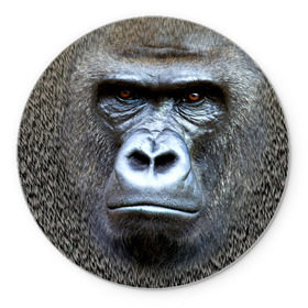 Коврик круглый с принтом Взгляд в Тюмени, резина и полиэстер | круглая форма, изображение наносится на всю лицевую часть | взгляд | голова | животные | обезьяна | природа
