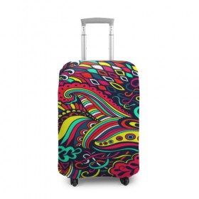 Чехол для чемодана 3D с принтом Disquared в Тюмени, 86% полиэфир, 14% спандекс | двустороннее нанесение принта, прорези для ручек и колес | завитки | разноцветный | яркий