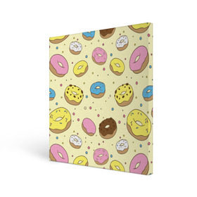 Холст квадратный с принтом Сладкие пончики в Тюмени, 100% ПВХ |  | булочки | гомер симпсон | еда | пончики | сладости