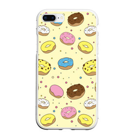 Чехол для iPhone 7Plus/8 Plus матовый с принтом Сладкие пончики в Тюмени, Силикон | Область печати: задняя сторона чехла, без боковых панелей | булочки | гомер симпсон | еда | пончики | сладости