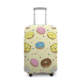 Чехол для чемодана 3D с принтом Сладкие пончики в Тюмени, 86% полиэфир, 14% спандекс | двустороннее нанесение принта, прорези для ручек и колес | булочки | гомер симпсон | еда | пончики | сладости