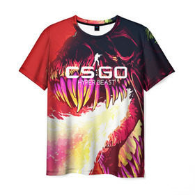 Мужская футболка 3D с принтом cs:go - Hyper Beast style (Скоростной зверь) в Тюмени, 100% полиэфир | прямой крой, круглый вырез горловины, длина до линии бедер | beast | cs | csgo | hyper | го | зверь | кс | скоростной