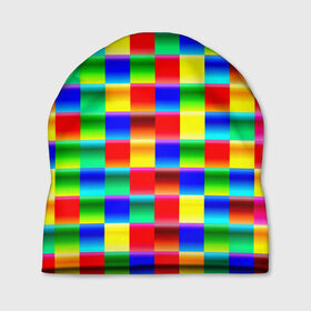 Шапка 3D с принтом Кубики в Тюмени, 100% полиэстер | универсальный размер, печать по всей поверхности изделия | Тематика изображения на принте: абстракция | кубики | пиксели | плитка | разноцветный | яркий