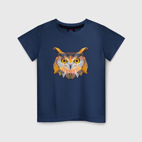 Детская футболка хлопок с принтом Полигональная сова в Тюмени, 100% хлопок | круглый вырез горловины, полуприлегающий силуэт, длина до линии бедер | геометрический рисунок | голова | сова