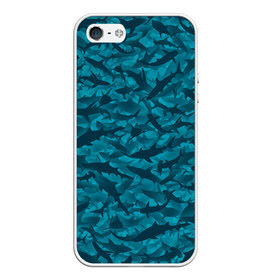 Чехол для iPhone 5/5S матовый с принтом Акулы в Тюмени, Силикон | Область печати: задняя сторона чехла, без боковых панелей | камуфляж | море | океан | рыба | рыбак | рыбалка