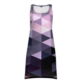 Платье-майка 3D с принтом Pixel Polygon в Тюмени, 100% полиэстер | полуприлегающий силуэт, широкие бретели, круглый вырез горловины, удлиненный подол сзади. | геометрия | полигоны | треугольник
