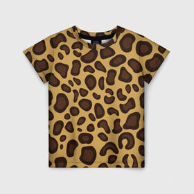 Детская футболка 3D с принтом Шкура леопарда в Тюмени, 100% гипоаллергенный полиэфир | прямой крой, круглый вырез горловины, длина до линии бедер, чуть спущенное плечо, ткань немного тянется | Тематика изображения на принте: 