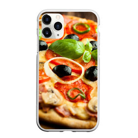 Чехол для iPhone 11 Pro матовый с принтом Пицца в Тюмени, Силикон |  | базилик | еда | зелень | маслины | оливки | пицца | помидоры