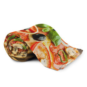 Плед 3D с принтом Пицца в Тюмени, 100% полиэстер | закругленные углы, все края обработаны. Ткань не мнется и не растягивается | базилик | еда | зелень | маслины | оливки | пицца | помидоры