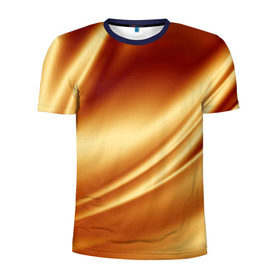 Мужская футболка 3D спортивная с принтом Golden Silk в Тюмени, 100% полиэстер с улучшенными характеристиками | приталенный силуэт, круглая горловина, широкие плечи, сужается к линии бедра | gold | golden silk | textile | texture | золотой шёлк | текстиль | текстура | ткань