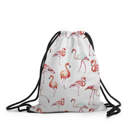 Рюкзак-мешок 3D с принтом Узор из фламинго в Тюмени, 100% полиэстер | плотность ткани — 200 г/м2, размер — 35 х 45 см; лямки — толстые шнурки, застежка на шнуровке, без карманов и подкладки | животные | мозаика | птицы | узор | фауна | фламинго