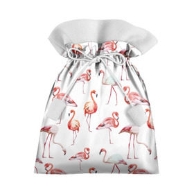 Подарочный 3D мешок с принтом Узор из фламинго в Тюмени, 100% полиэстер | Размер: 29*39 см | Тематика изображения на принте: животные | мозаика | птицы | узор | фауна | фламинго