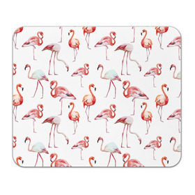 Коврик прямоугольный с принтом Узор из фламинго в Тюмени, натуральный каучук | размер 230 х 185 мм; запечатка лицевой стороны | животные | мозаика | птицы | узор | фауна | фламинго