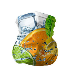 Бандана-труба 3D с принтом Мятный смузи в Тюмени, 100% полиэстер, ткань с особыми свойствами — Activecool | плотность 150‒180 г/м2; хорошо тянется, но сохраняет форму | Тематика изображения на принте: вода | еда | зима | искусство | лайм | лимон | листья | новинки | природа | солнце | фрукты