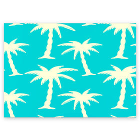 Поздравительная открытка с принтом Пальмы в Тюмени, 100% бумага | плотность бумаги 280 г/м2, матовая, на обратной стороне линовка и место для марки
 | бирюзовый | паттерн | тропики