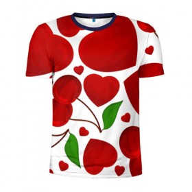 Мужская футболка 3D спортивная с принтом сердце и вишня в Тюмени, 100% полиэстер с улучшенными характеристиками | приталенный силуэт, круглая горловина, широкие плечи, сужается к линии бедра | вишня | сердце