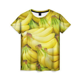 Женская футболка 3D с принтом бананы в Тюмени, 100% полиэфир ( синтетическое хлопкоподобное полотно) | прямой крой, круглый вырез горловины, длина до линии бедер | 