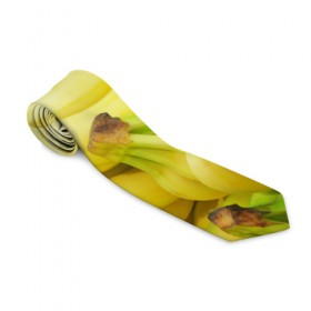 Галстук 3D с принтом бананы в Тюмени, 100% полиэстер | Длина 148 см; Плотность 150-180 г/м2 | Тематика изображения на принте: 