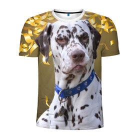 Мужская футболка 3D спортивная с принтом Скептический далматин в Тюмени, 100% полиэстер с улучшенными характеристиками | приталенный силуэт, круглая горловина, широкие плечи, сужается к линии бедра | далматин | далматинец | песик | пятнистый | собака | собаки