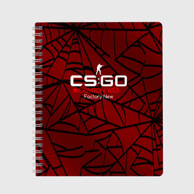 Тетрадь с принтом cs:go - Crimson Web Style Factory New (Кровавая паутина | Прям с завода) в Тюмени, 100% бумага | 48 листов, плотность листов — 60 г/м2, плотность картонной обложки — 250 г/м2. Листы скреплены сбоку удобной пружинной спиралью. Уголки страниц и обложки скругленные. Цвет линий — светло-серый
 | Тематика изображения на принте: blood | crimson | cs | csgo | web | го | кровь | кс | паутина