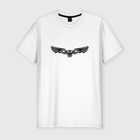 Мужская футболка премиум с принтом Сова трайбл в Тюмени, 92% хлопок, 8% лайкра | приталенный силуэт, круглый вырез ворота, длина до линии бедра, короткий рукав | животные | птица | птицы | сова | тату | трайбл | фауна | этно