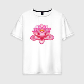 Женская футболка хлопок Oversize с принтом Индийский Лотос в Тюмени, 100% хлопок | свободный крой, круглый ворот, спущенный рукав, длина до линии бедер
 | Тематика изображения на принте: индийский | йога | лотос | цветок