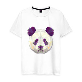 Мужская футболка хлопок с принтом Полигональная панда в Тюмени, 100% хлопок | прямой крой, круглый вырез горловины, длина до линии бедер, слегка спущенное плечо. | геометрический рисунок | голова | животные | панда | фауна