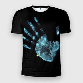 Мужская футболка 3D спортивная с принтом За Гранью в Тюмени, 100% полиэстер с улучшенными характеристиками | приталенный силуэт, круглая горловина, широкие плечи, сужается к линии бедра | грань | за гранью | пальцы | рентген | рука