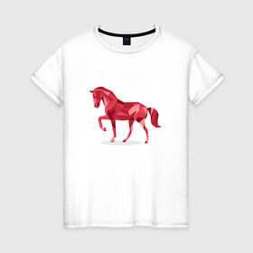 Женская футболка хлопок с принтом Геометрическая лошадь в Тюмени, 100% хлопок | прямой крой, круглый вырез горловины, длина до линии бедер, слегка спущенное плечо | 