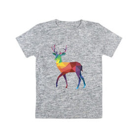 Детская футболка хлопок с принтом Геометрический олень в Тюмени, 100% хлопок | круглый вырез горловины, полуприлегающий силуэт, длина до линии бедер | Тематика изображения на принте: геометрический рисунок | животные | олень | фауна