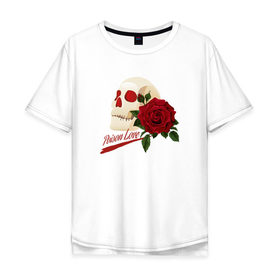 Мужская футболка хлопок Oversize с принтом Poison Love в Тюмени, 100% хлопок | свободный крой, круглый ворот, “спинка” длиннее передней части | death | готика | готичная | любовь | роза | череп | эмо | яд