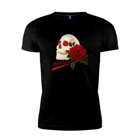 Мужская футболка премиум с принтом Poison Love в Тюмени, 92% хлопок, 8% лайкра | приталенный силуэт, круглый вырез ворота, длина до линии бедра, короткий рукав | death | готика | готичная | любовь | роза | череп | эмо | яд