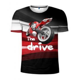 Мужская футболка 3D спортивная с принтом The drive в Тюмени, 100% полиэстер с улучшенными характеристиками | приталенный силуэт, круглая горловина, широкие плечи, сужается к линии бедра | гонка | драйв | мото | мотогонки | мотоспорт | мотоцикл | скорость