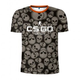 Мужская футболка 3D спортивная с принтом cs:go - Skulls MP7 Style (Черепа) в Тюмени, 100% полиэстер с улучшенными характеристиками | приталенный силуэт, круглая горловина, широкие плечи, сужается к линии бедра | cs | csgo | mp7 | skull | skulls | го | кс | череп | черепа