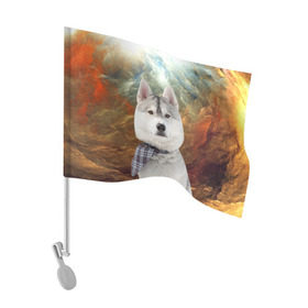 Флаг для автомобиля с принтом Хаски в Тюмени, 100% полиэстер | Размер: 30*21 см | маламут | песик | собака | собаки | собачка | хаски