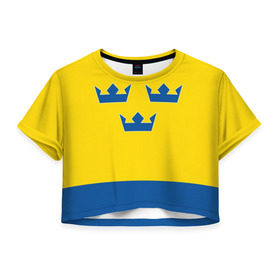 Женская футболка 3D укороченная с принтом Сборная Швеции по Хоккею в Тюмени, 100% полиэстер | круглая горловина, длина футболки до линии талии, рукава с отворотами | sweden | world cup hockey | виктор хедман | вратарь | защитник | клюшка | кубок мира | нападающий | сборная канады | хоккей | хоккейная форма | швеция | эрик карлссон