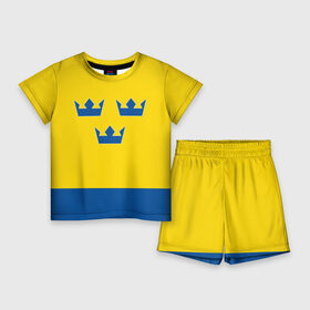 Детский костюм с шортами 3D с принтом Сборная Швеции по Хоккею в Тюмени,  |  | sweden | world cup hockey | виктор хедман | вратарь | защитник | клюшка | кубок мира | нападающий | сборная канады | хоккей | хоккейная форма | швеция | эрик карлссон
