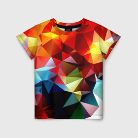 Детская футболка 3D с принтом Polygon в Тюмени, 100% гипоаллергенный полиэфир | прямой крой, круглый вырез горловины, длина до линии бедер, чуть спущенное плечо, ткань немного тянется | геометрия | полигоны | разноцветный | яркий