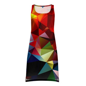 Платье-майка 3D с принтом Polygon в Тюмени, 100% полиэстер | полуприлегающий силуэт, широкие бретели, круглый вырез горловины, удлиненный подол сзади. | геометрия | полигоны | разноцветный | яркий