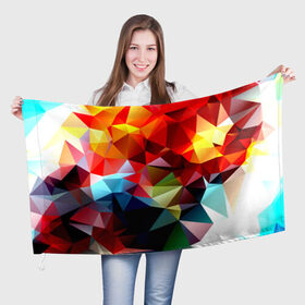 Флаг 3D с принтом Polygon в Тюмени, 100% полиэстер | плотность ткани — 95 г/м2, размер — 67 х 109 см. Принт наносится с одной стороны | геометрия | полигоны | разноцветный | яркий