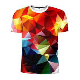 Мужская футболка 3D спортивная с принтом Polygon в Тюмени, 100% полиэстер с улучшенными характеристиками | приталенный силуэт, круглая горловина, широкие плечи, сужается к линии бедра | геометрия | полигоны | разноцветный | яркий