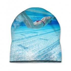 Шапка 3D с принтом swimmer в Тюмени, 100% полиэстер | универсальный размер, печать по всей поверхности изделия | пловец