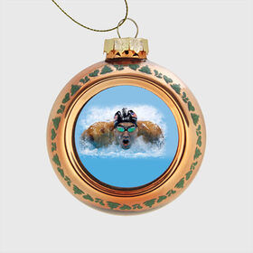 Стеклянный ёлочный шар с принтом swimmer в Тюмени, Стекло | Диаметр: 80 мм | Тематика изображения на принте: пловец