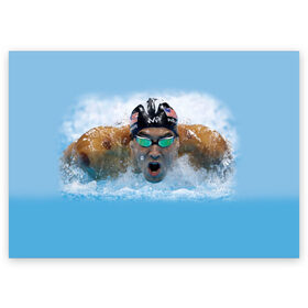 Поздравительная открытка с принтом swimmer в Тюмени, 100% бумага | плотность бумаги 280 г/м2, матовая, на обратной стороне линовка и место для марки
 | Тематика изображения на принте: пловец