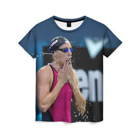 Женская футболка 3D с принтом Пловец в Тюмени, 100% полиэфир ( синтетическое хлопкоподобное полотно) | прямой крой, круглый вырез горловины, длина до линии бедер | swimmer